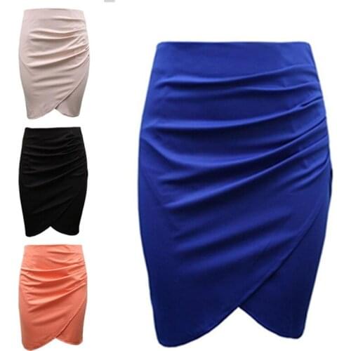 New Split Vintage Mini Bodycon Skirt High Waist Women Pencil Skirt Solid Elegant Lady OL Office Skirts For Female XS-XXL