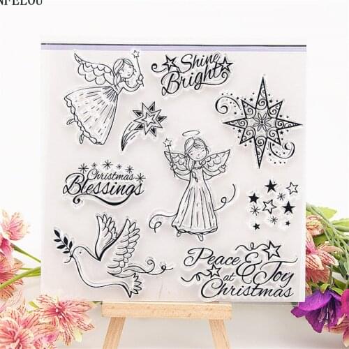 PANFELOU stars are the angels Transparent Silicone Rubber Clear Stamps cartoon for Scrapbooking/DIY Easter wedding album