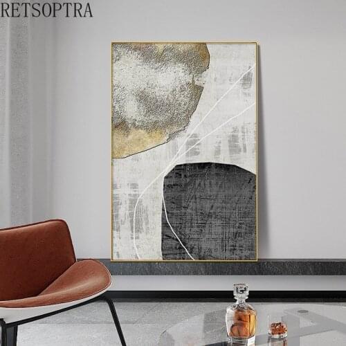 Fashion simple Artwork Canvas Poster Golden Abstract Art Painting Wall Picture Print Modern Home Living Room Decoration