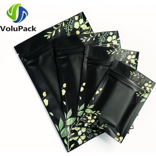 Recyclable Eco Plastic Bags Heat Seal Zipper Bags Black And Printed Tear Notch Pouches 100pcs Aluminum Foil Mylar Packaging Bags