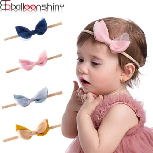 Balleenshiny Lovely Baby Girl Headband Lace Net Yarn Solid Color Bow Childrens Hair Accessories Bebe Hair Band Infant Headwear