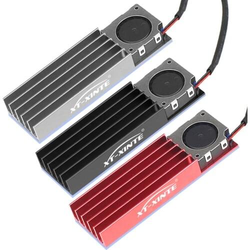 XT-XINTE M.2 2280 SSD Heatsinks with 20mm DC5V/DC12V 3pin Fan Cooling Radiator Cooler for Desktop Computer for NVME PCIE SATA