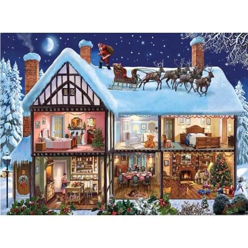 Wooden Adult Puzzle Starry Sky Pumpkin Mountain Village Oversized Puzzle 500 Pieces 1000 Pieces 2000 Pieces Original Hand-painte