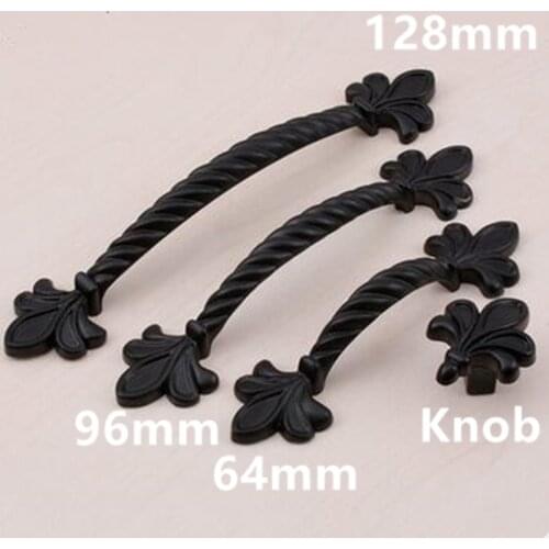 128mm black kitchen cabinet drawer pull knob 96mm antique black dresser door handle Retro modern fashion furniture handles knobs