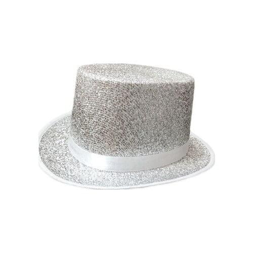 Silver hat male singer magician stage concert sequin top hat men