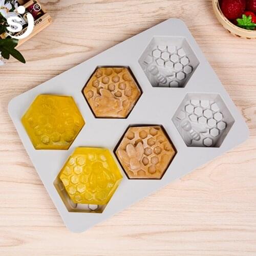 SJ Honey Bee Wedding Silicone Soap Mold 6 Forms For Crafts Cube Multi DIY Handmade Soap Making Supplies Material Tools
