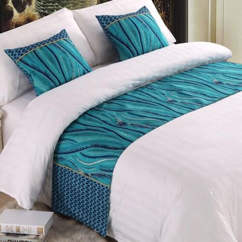 Rippling flowers and shadows bed table runner Pastoral style bed flag High grade Hotel bed tail towel Customization