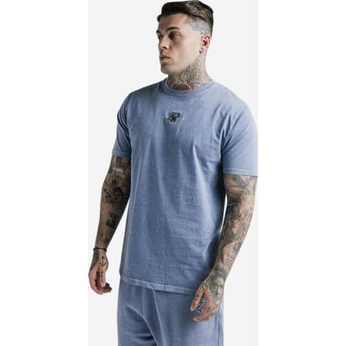 SikSilk Standard Fit Washed Blue T-Shirt