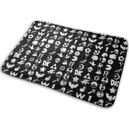Super Smash Bros. Ultimate Series Logos | White Icons Mat Rug Carpet Anti - Slip Bedroom Entrance Door Mat Super Smash Bros Supe