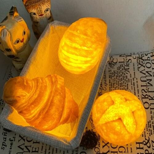 Night Lights Decoration LED Croissant Shaped Bread Light Cake Store Simulation Croissant Cross Lamp Baking Room Decoration Gift