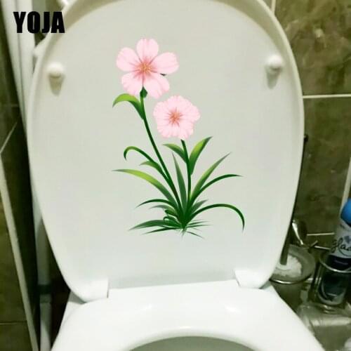YOJA 14.7*22.5CM Fresh Flower Rooms Wall Stickers Mural Fashion Bathroom Toilet Seat Stickers T1-0527