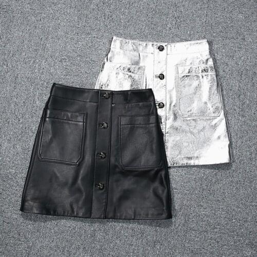 2021 Autumn New Arrival Women Fashion Patent Leather Genuine Leather Skirt