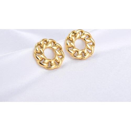 Winter New Punk Hollow Twisted Chain Round Stud Earrings For Women And Men 18K Gold IP Plated Stainless Steel Dumpy Stud Earring