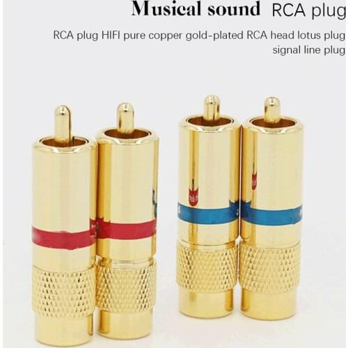 10Pcs Gold-Plated Hifi Rca Jack Lotus Connector Plug Welding Digital Coaxial Audio Plug For Speaker Audio Cable Pure Copper Jack