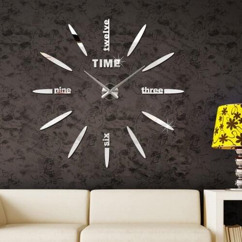3D Wall Clock Mirror Wall Stickers Creative Loudspeaker Mute DIY Wall Quartz Needle Clocks Removable Art Decal Living Room Deco