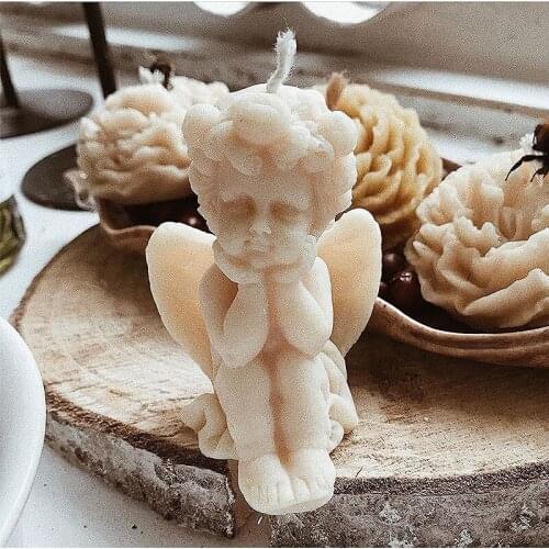 3d Cute Angel Baby Shape Candle Mold Aromatherapy Plaster Gypsum Scented Candle Silicone Wax Mould