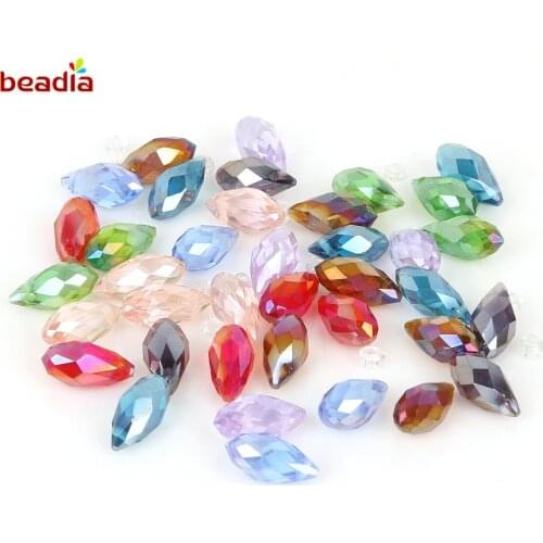 50Pcs 6x12mm Waterdrop Crystal Glass Beads Teardrop Glass Beads DIY Jewelry Making Bracelet Earrings Sewing Clothing Accessories