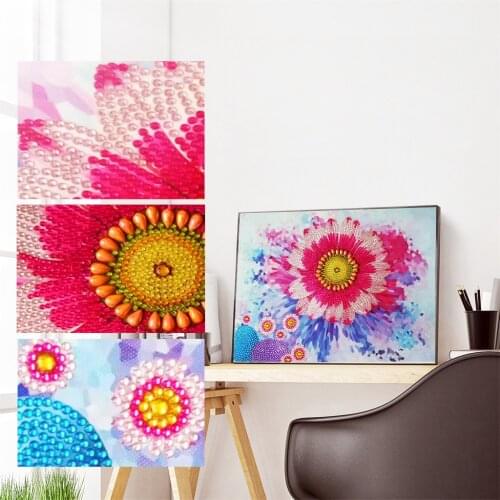 Special Shaped Diamond Painting Flower Printing Pattern DIY 5D Partial Drill Cross Stitch Kits Crystal Rhinestone Embroidery Art