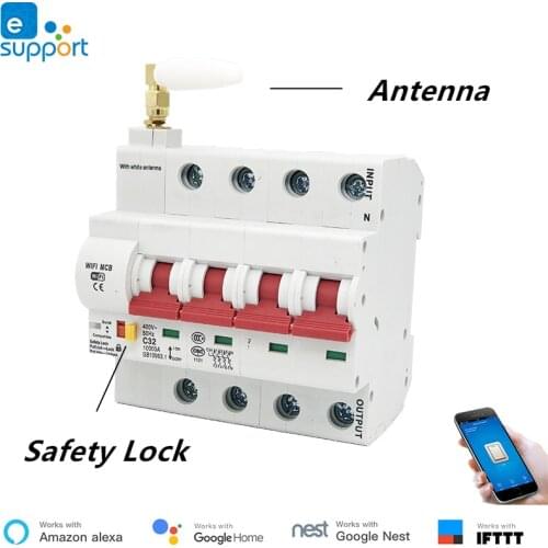 EWeLink WiFi 4P Smart Circuit Breaker home automation, overload short circuit protection , work with Amazon Alexa Google home