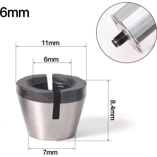 6mm And 1/4\" 8mm Router Bit 3 * Router Bit Collet(6mm+6.35mm+8mm) 6mm/6.35mm(1/4\")/8mm 5*Mounting Nut Adapter