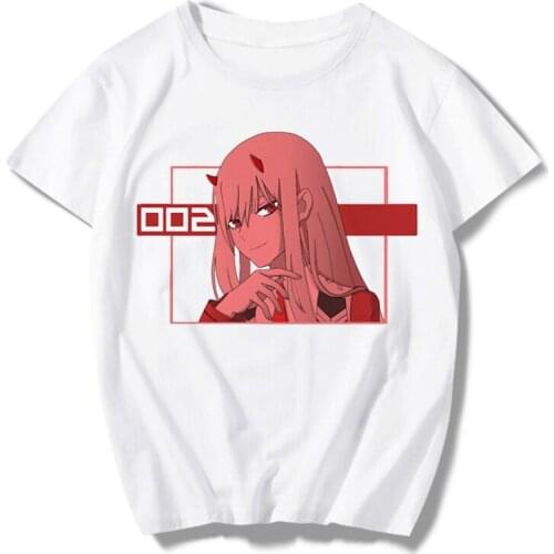 Darling In The Franxx Kawaii Anime Zero TWO Tshirt Harajuku Graphic Tee Top Manga Streetwear Women Oversized Tee Shirt Femme