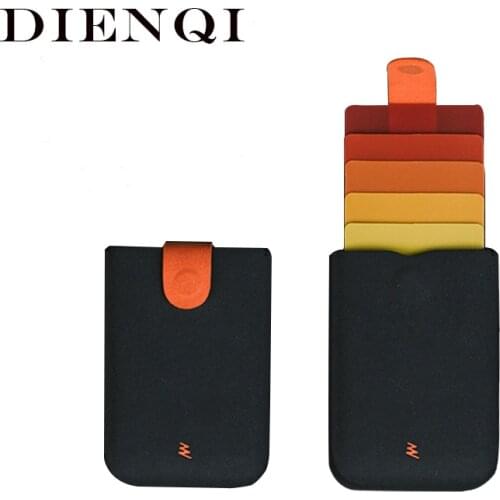 DIENQI Rfid Pull-out Card Holder Men Wallets Slim Pull Out Wallet Male Vintage Black Smart Purse 2020 New Mini Wallets Monederos