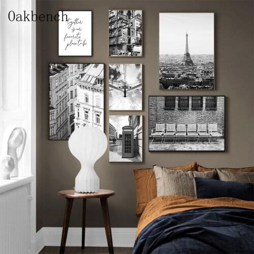 Cityscape Architecture Canvas Art Print Black And White Poster Nordic Wall Painting Modern Wall Pictures For Living Room Decor