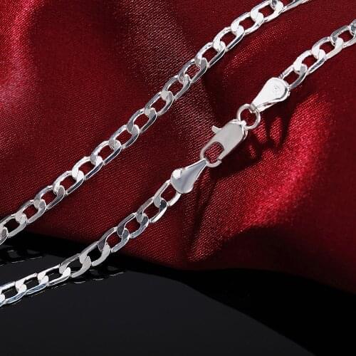 Classic 925 Sterling Silver Necklaces Jewelry 16-30 Inches Exquisite 4MM sideways Chain necklace high quality Christmas Gifts