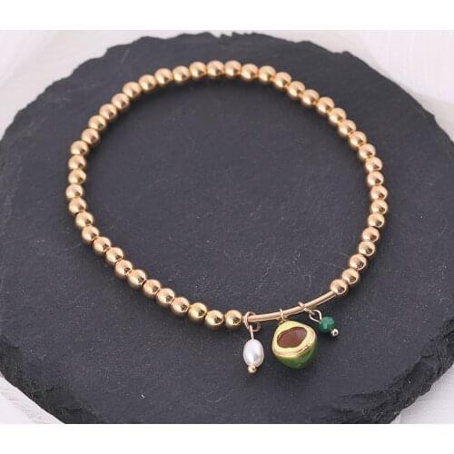 Makersland Cute Avocado Beads Bracelet For Women Lovely Pendent Bracelet For Girls Womens Accessories Jewellery Trend 2021 New