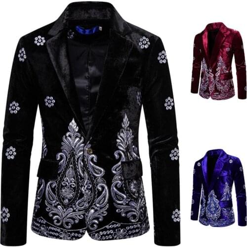 Men Suits Slim Business Casual Classic Suit Wedding Groom Party Prom Velvet Embroider Coat Men Cloth for Marriage
