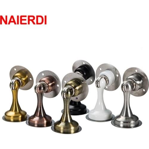 NAIERIDI Non-punch Sticker Door Stop Water-proof Stainless Steel Magnetic Door Stopper Furniture Door Hardware