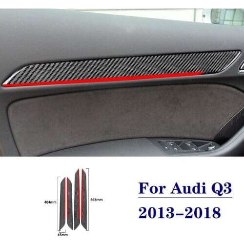 Carbon Fiber Door Panel Trim Cover Sticker Fit For Audi Q3 2013-2018 Car Interior Accessories