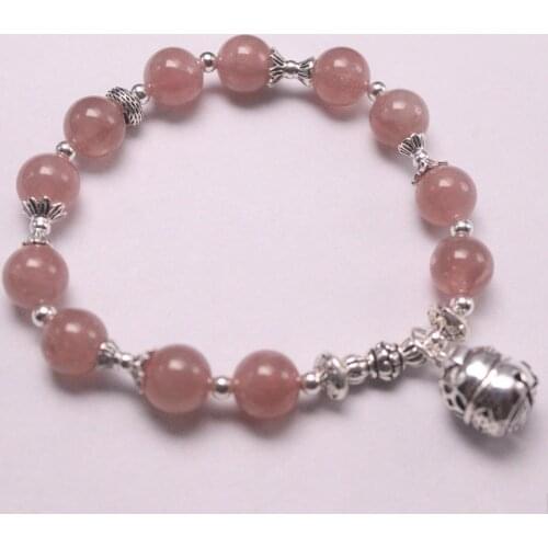 Real Silver 925 Bracelet Chain For Women Girl Silver Small Beads 8mm Pink Crystal Beads Lucky Bracelet 16-17cmL Charms Cat