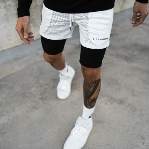 2021 summer new trendy brand sports double-layer shorts mens training basketball running fitness five-point pants