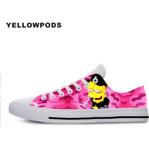 New Canvas Men Shoes 2019 3D Printing Cute Simp-son Series Women Comfortable Lightweight Off White Shoes Man