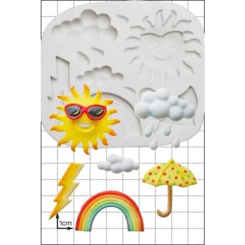 Newest Sun Cloud Rainbow Shape Chocolate Candy Cookies Soap Silicone Mold DIY Fondant Cake Decoration Molds Umbrella Rain Shape