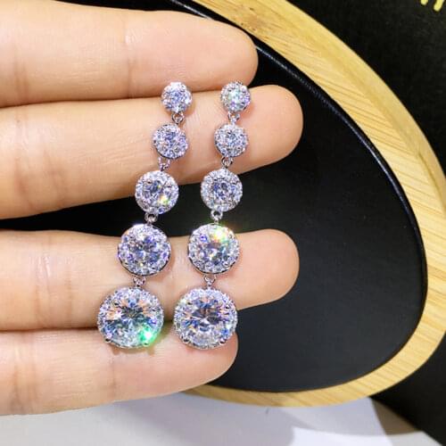 Uilz New Arrival Three Color Leaves Female Carbic Zircon Long Drop Earrings Women Jewelry Wedding Active Dangle Style Gifts