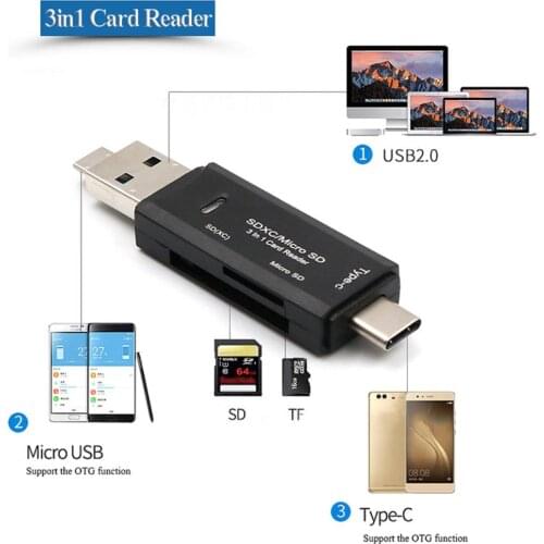 New Card Reader Adapter 3in1 USB3.1 USB-C TF Type C SD For Macbook Compatible With Type-c Laptop Easy To Carry