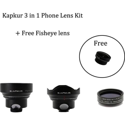 Kapkur phone lens 3 in 1 kit with Kapkur phone case for Huawei series phone with free sportbag