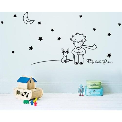 Popular Book Fairy Tale The Little Prince With Fox Moon Star Wall Sticker For Kids Rooms Home Decor Girls Boy Gifts Wall Decals