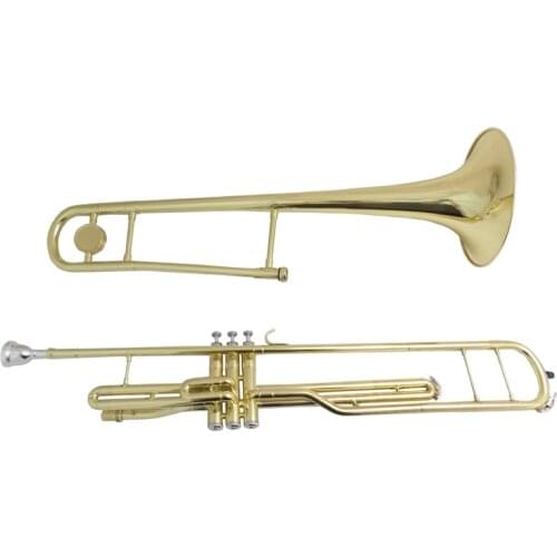 Bb Piston Trombone Musical Instruments B Flat trombones Yellow brass with case mouthpiece