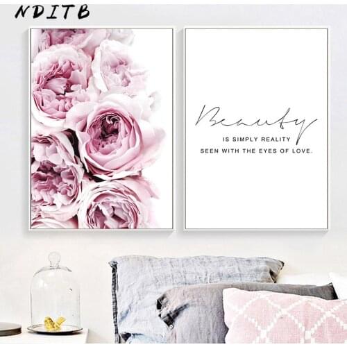 Peony Flower Canvas Motivational Poster Wall Art Print Painting Nordic Style Wall Picture Living Room Scandinavian Home Decor