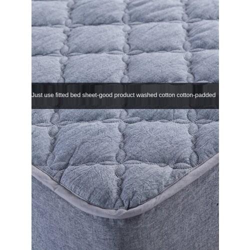 Liangpin Washed Cotton Fitted Sheet One-Piece Pure Cotton Cotton Thick Quilted Bedspread Mattress Cover Non-Slip Fixed Mattress