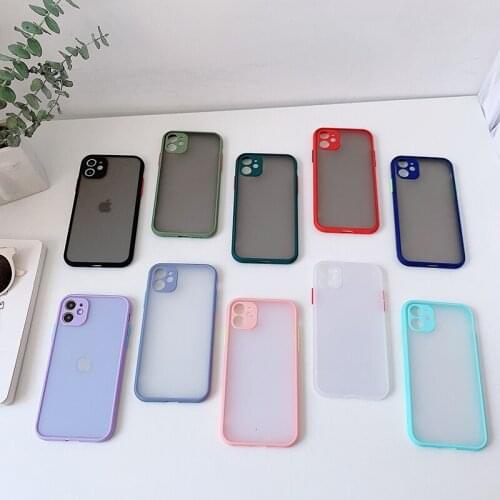 Translucent Shockproof Matte Phone Case For iphone 12 11 Pro Mini X XS MAX XR 7 8 6 Plus SE 2020 PC Hard Simple Case Cover Coque