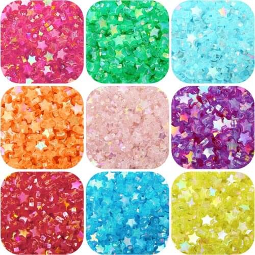 100pcs Five-Pointed star Multicolor Transparent Acrylic Plated Scattered Beads DIY Bracelet Necklace Beaded Material Accessories