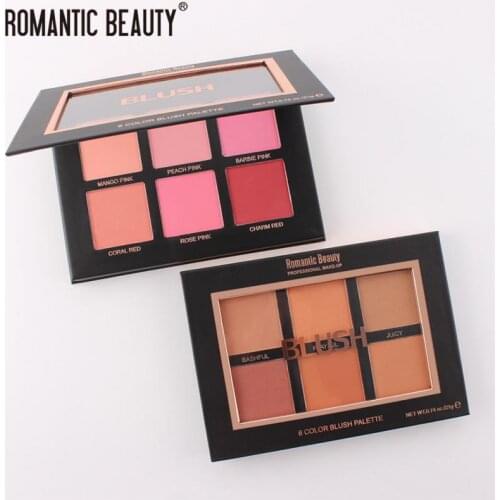 Romantic Beauty 6 Color Blush Palette Pearlescent Long-lasting Brightening Repair Face High-gloss Blusher Face Comestic TSLM2