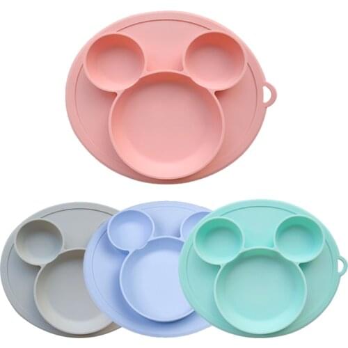 Kids Bowl Plates Baby Feeding Silicone Plate Childrens Integrated Baby Silicagel Dishes