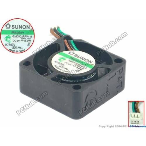 SUNON GM0502PFV1-8 Server Cooling Fan DC 5V 0.6W 25x25x10mm 3-wire