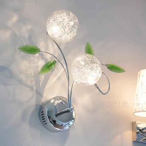 Led wall lamp modern brief green crystal wall lamp bedside wall lamp double slider corridor wall lamp