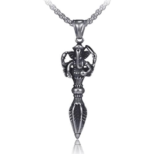 Vintage punk Religious Demon pestle necklace men stainless steel Box chain pendant jewelry hip hop bijoux wholesale